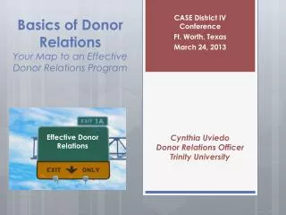 Basics of Donor Relations Your Map to an Effective Donor Relations Program