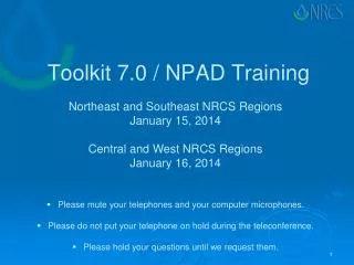 Toolkit 7.0 / NPAD Training
