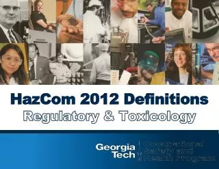 HazCom 2012 Definitions Regulatory &amp; Toxicology