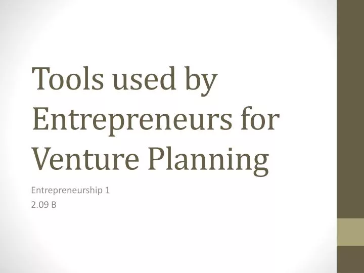 tools used by entrepreneurs for venture planning