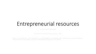 Entrepreneurial resources