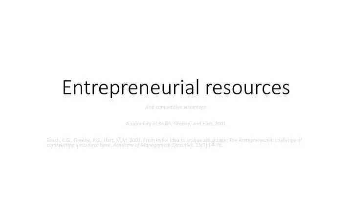 entrepreneurial resources