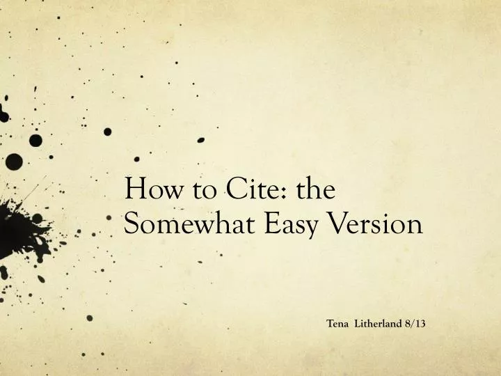 how to cite the somewhat easy version