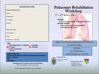Pulmonary Rehabilitation Workshop .