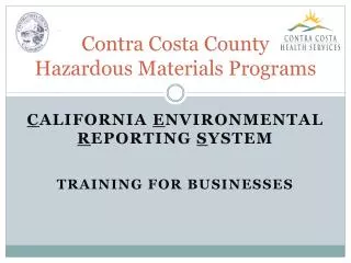 Contra Costa County Hazardous Materials Programs