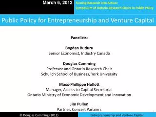 Public Policy for Entrepreneurship and Venture Capital