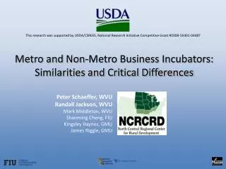 Metro and Non-Metro Business Incubators: Similarities and Critical Differences