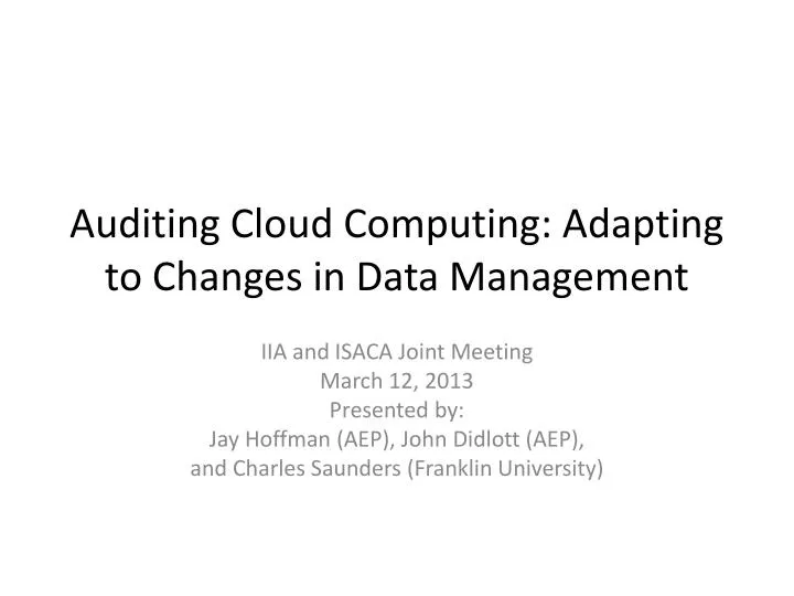 auditing cloud computing adapting to changes in data management