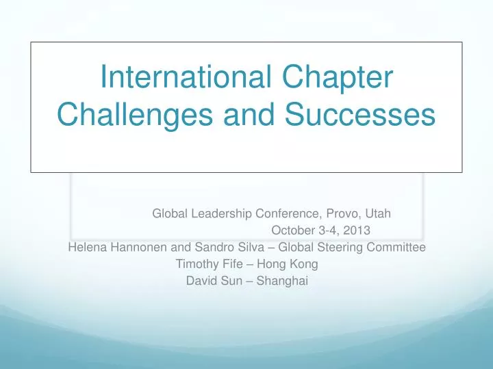 international chapter challenges and successes