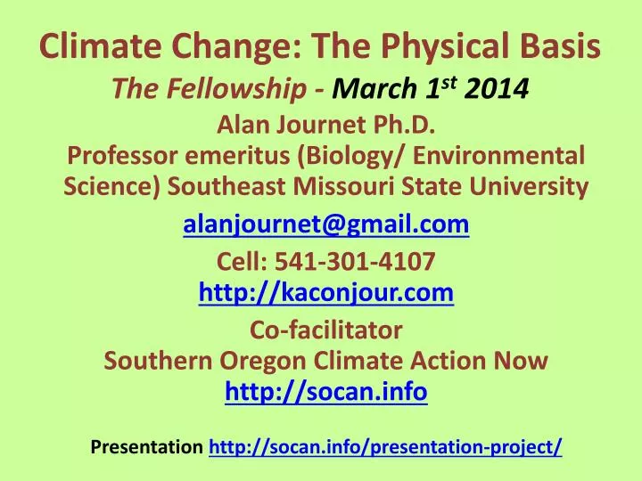 climate change the physical basis the fellowship march 1 st 2014