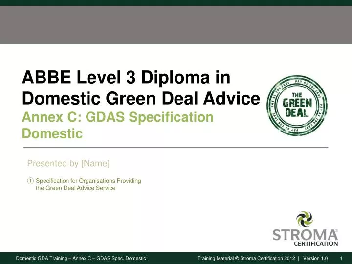 abbe level 3 diploma in domestic green deal advice annex c gdas specification domestic