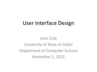 User Interface Design