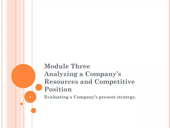 module three analyzing a company s resources and competitive position
