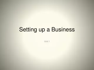 Setting up a Business