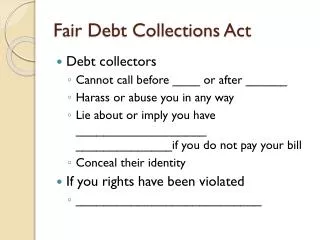 Fair Debt Collections Act