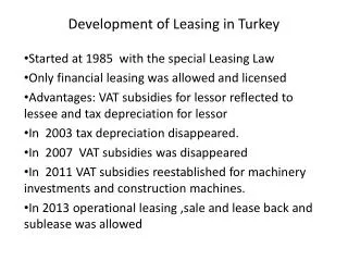 Development of Leasing in Turkey