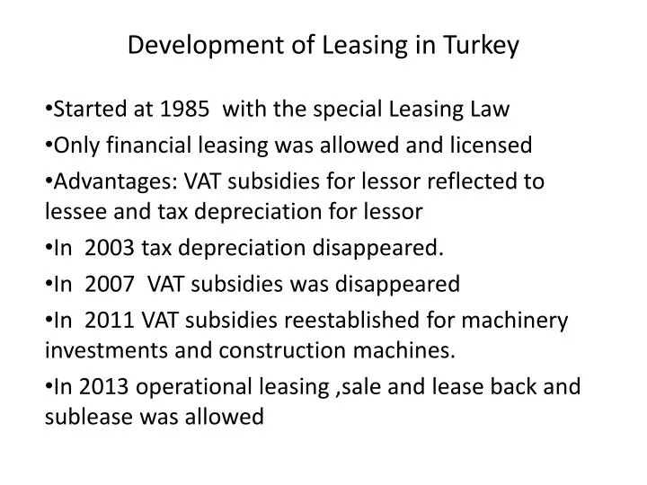 development of leasing in turkey