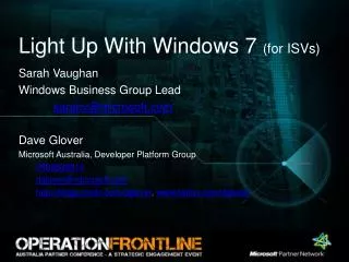 Light Up With Windows 7 (for ISVs)