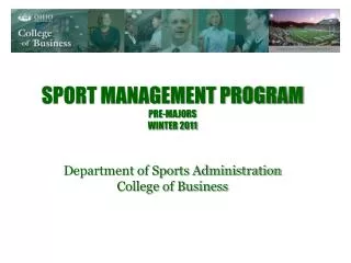 Sport Management Program pre-majors Winter 2011