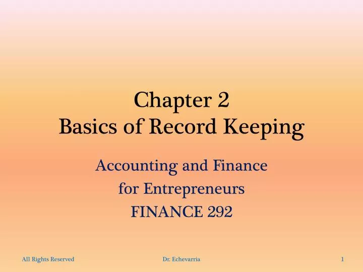chapter 2 basics of record keeping