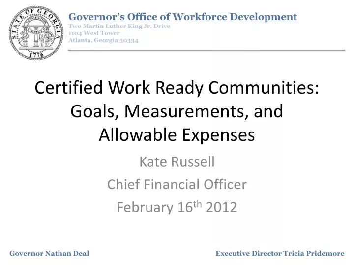 certified work ready communities goals measurements and allowable expenses