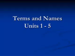 Terms and Names Units 1 - 5