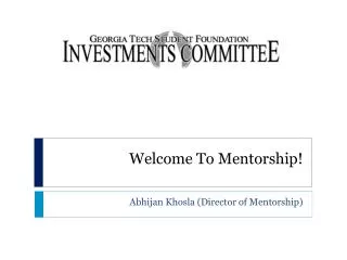 Welcome To Mentorship!