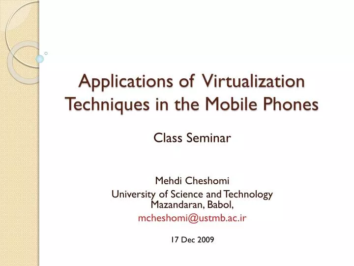 applications of virtualization techniques in the mobile phones