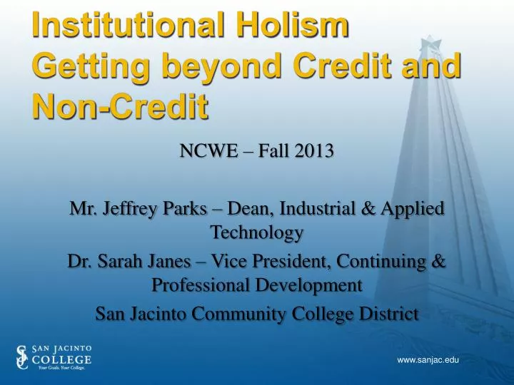 institutional holism getting beyond credit and non credit