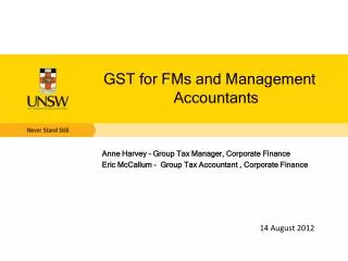 GST for FMs and Management Accountants