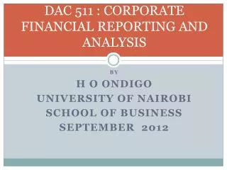 DAC 511 : CORPORATE FINANCIAL REPORTING AND ANALYSIS