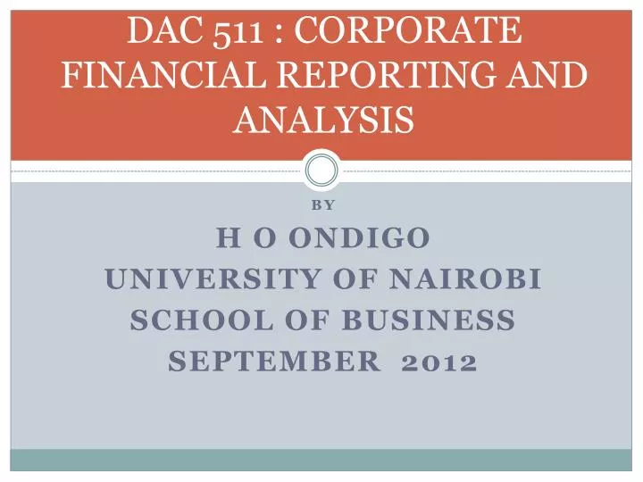 dac 511 corporate financial reporting and analysis