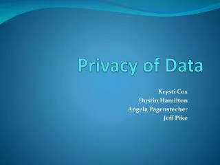 Privacy of Data