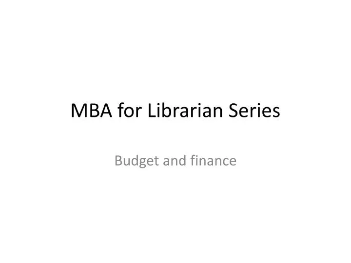 mba for librarian series