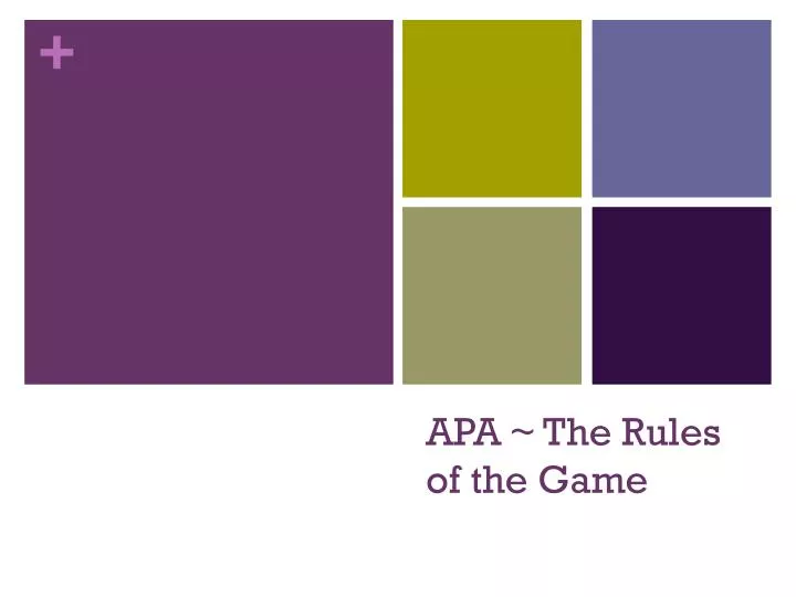 apa the rules of the game