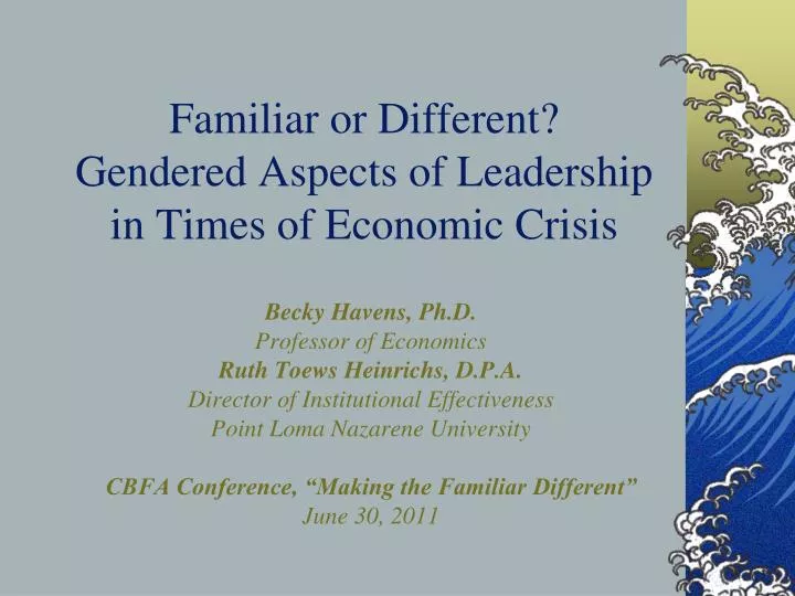 familiar or different gendered aspects of leadership in times of economic crisis