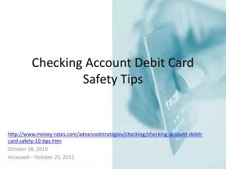 Checking Account Debit Card Safety Tips