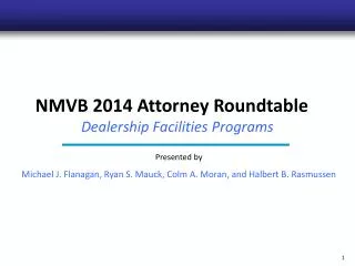 NMVB 2014 Attorney Roundtable Dealership Facilities Programs