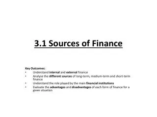 3.1 Sources of Finance