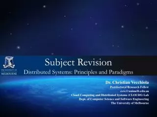 Subject Revision Distributed Systems: Principles and Paradigms