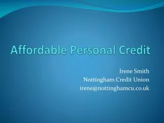 Affordable Personal Credit
