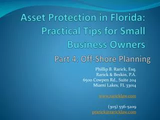 Asset Protection in Florida: Practical Tips for Small Business Owners