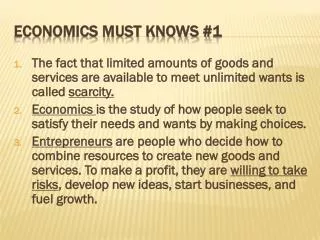 Economics Must Knows #1
