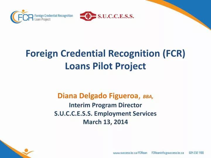 foreign credential recognition fcr loans pilot project