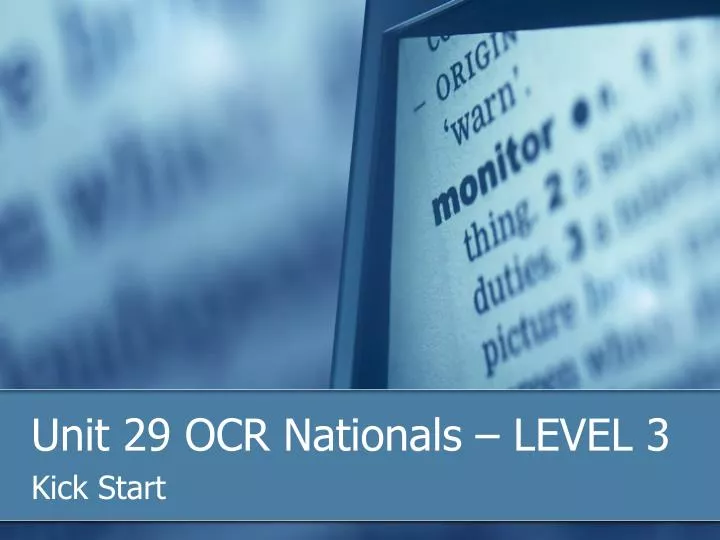 unit 29 ocr nationals level 3