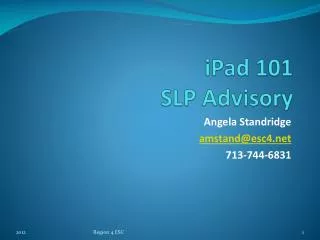iPad 101 SLP Advisory
