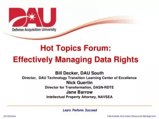 Hot Topics Forum: Effectively Managing Data Rights