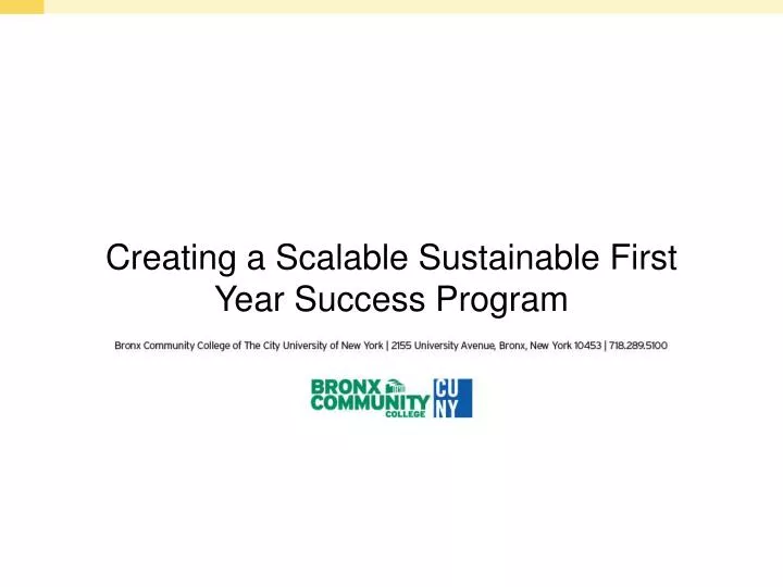 creating a scalable sustainable first year success program