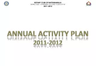 ANNUAL ACTIVITY plan 2011-2012
