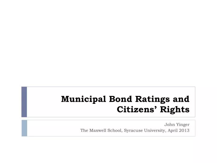 municipal bond ratings and citizens rights